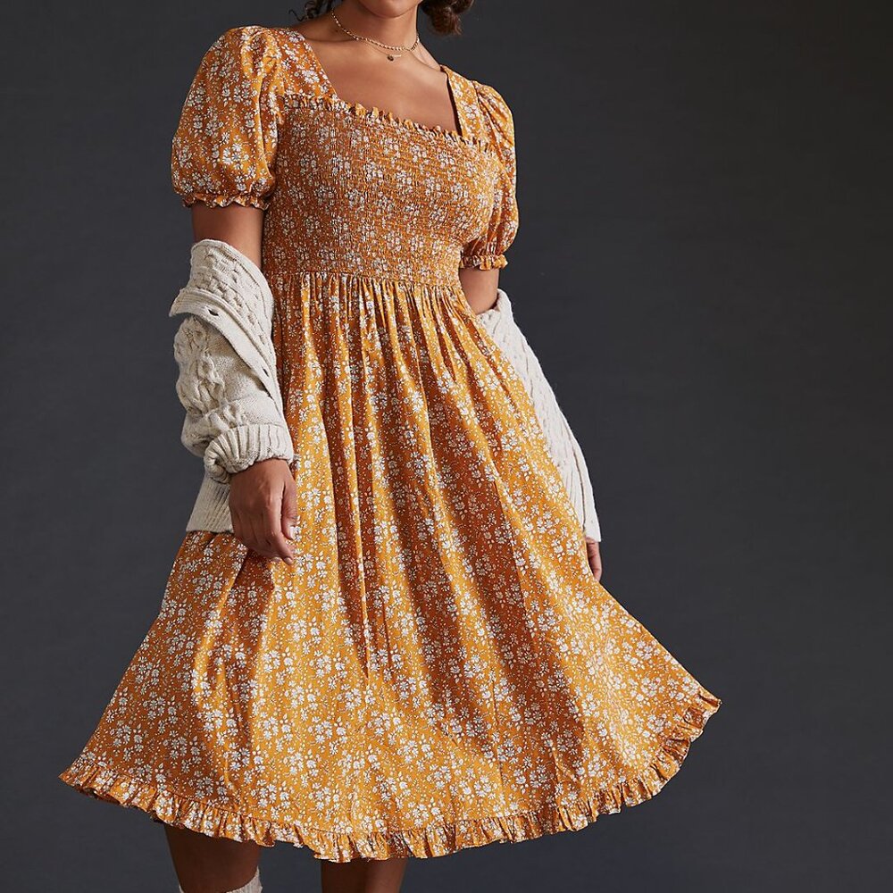 NWT Anthropologie Smocked Midi Dress